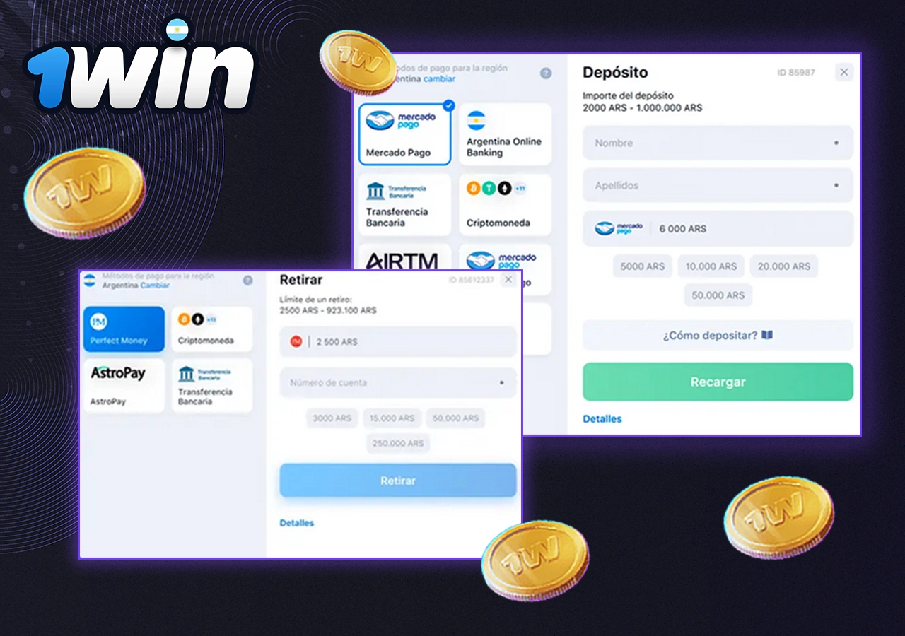 Información sobre depósitos y retiros 1win Argentina