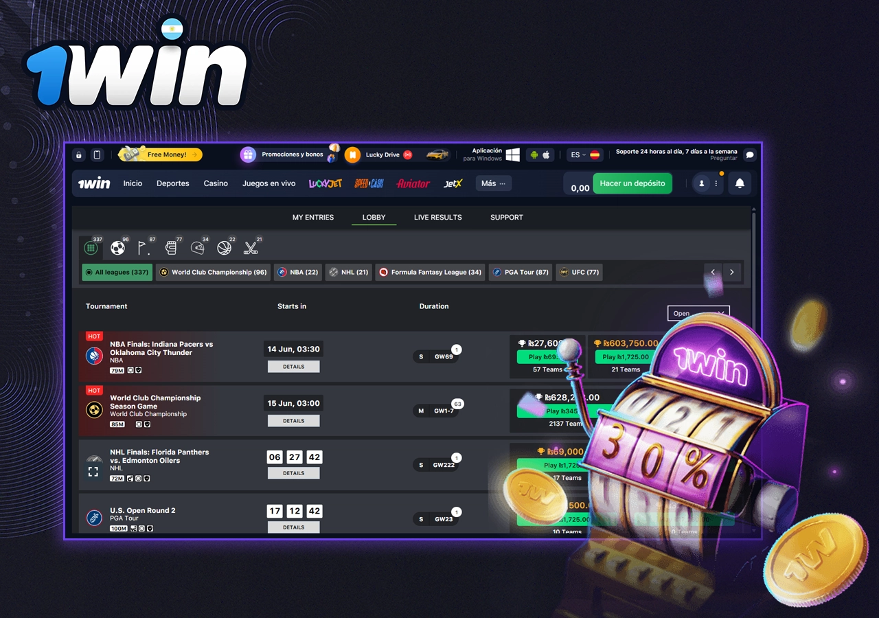 Información sobre Deportes de fantasía 1win