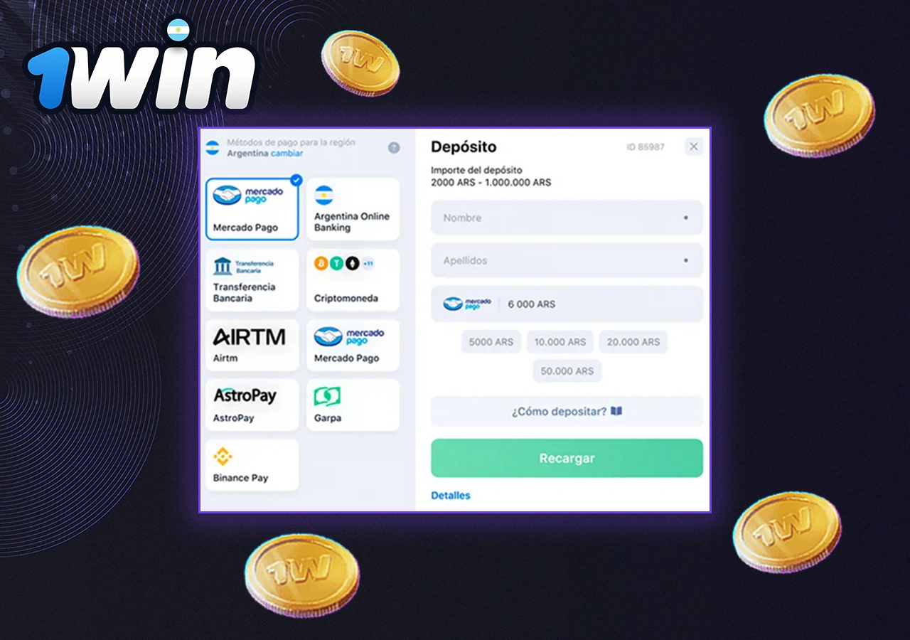 Información de depósito para 1win Argentina